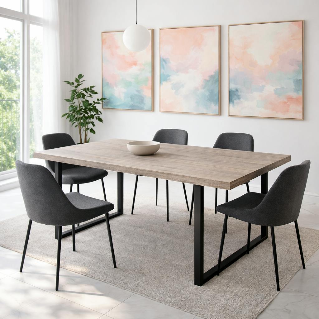 Table extensible bois de chêne grisé pieds en U 240 cm PALERME