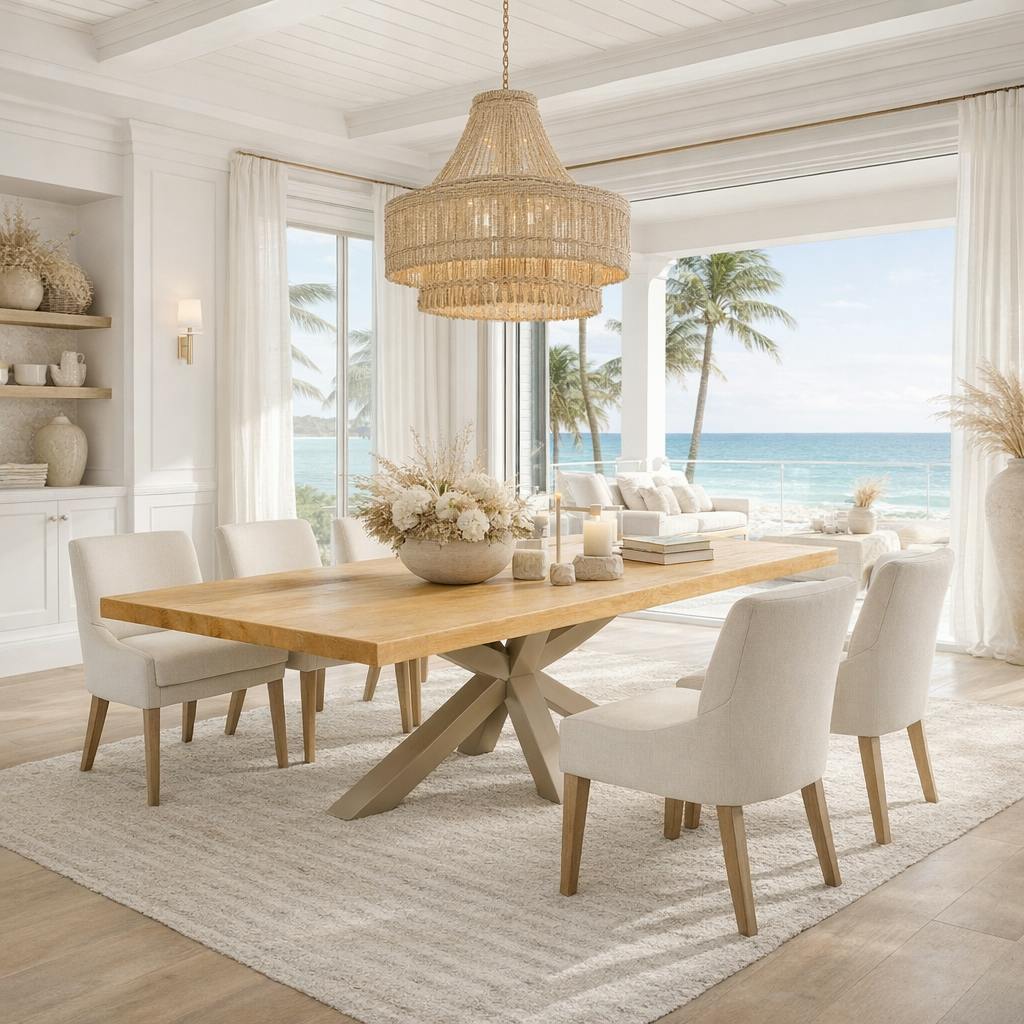 Table extensible bois huilé bords droits pied grège 200 cm PALERME