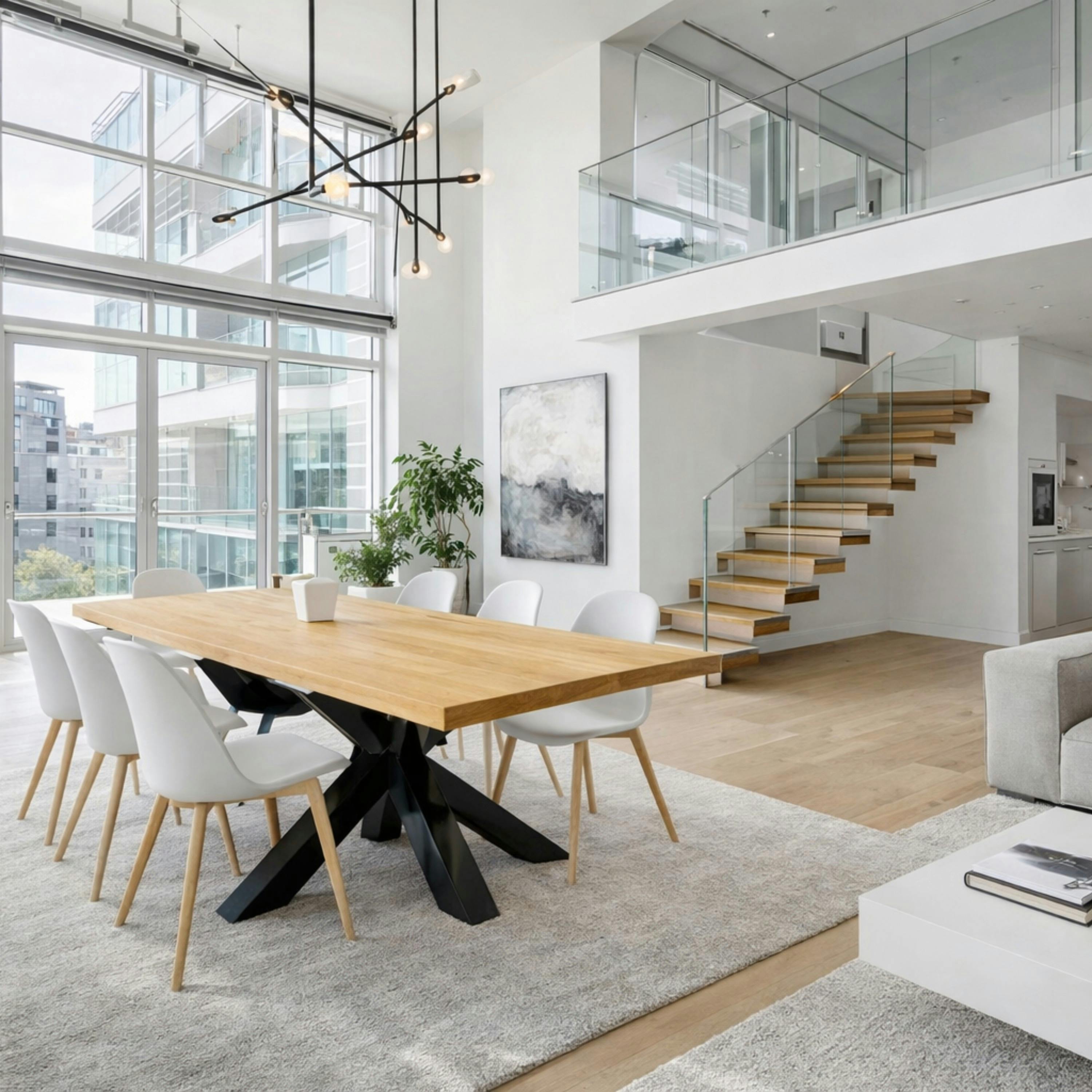 Table extensible bois huilé bords droits pied noir 180 cm PALERME