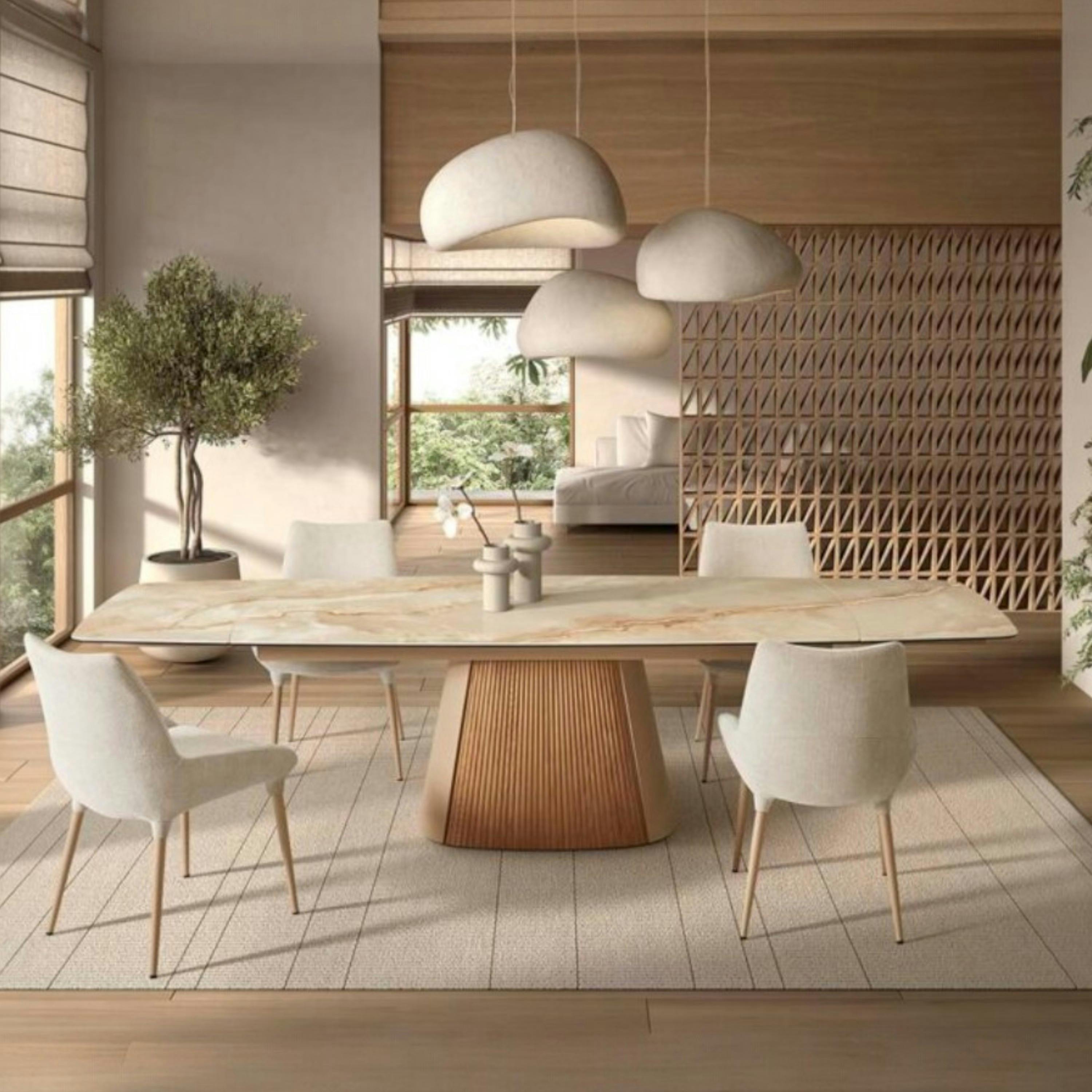 Table extensible céramique effet marbre beige 200-300 cm LOMBARDIE