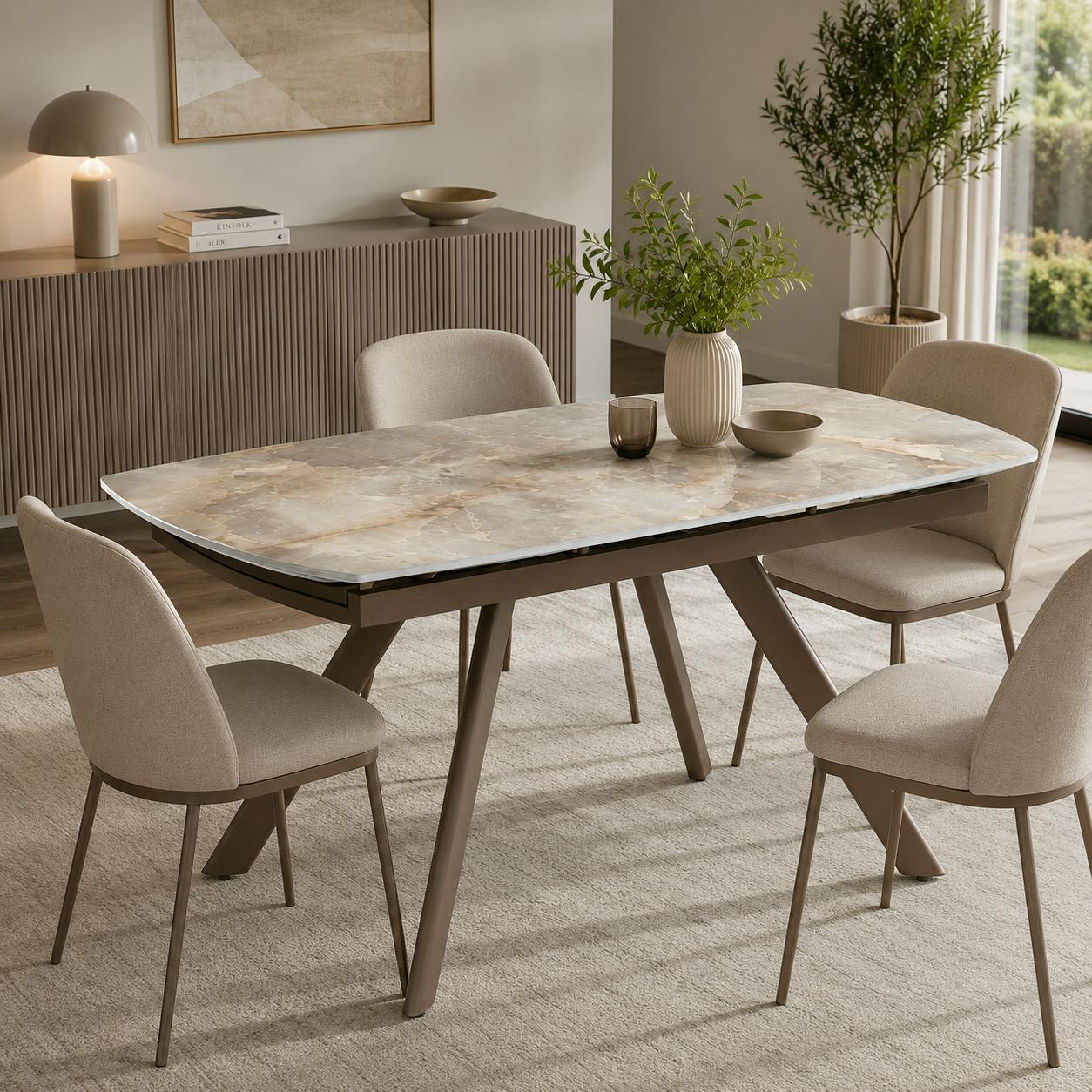 Table extensible céramique effet onyx 140-210 cm LORA