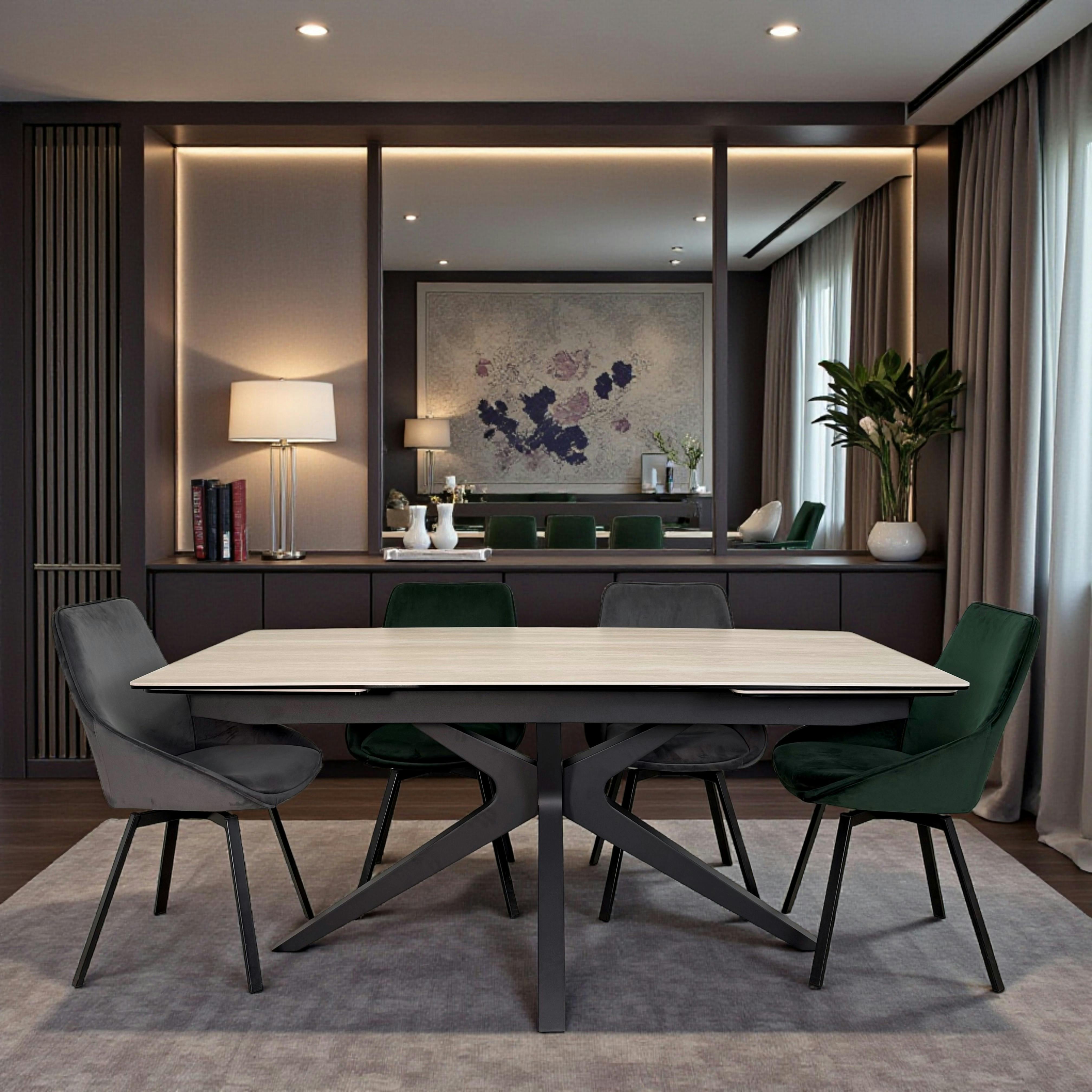 Table extensible céramique effet travertin 180-280 cm LOMBARDIE