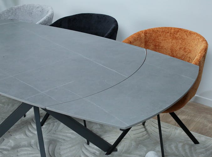 Table extensible céramique grise pied mikado 140-200 cm OTTAWA