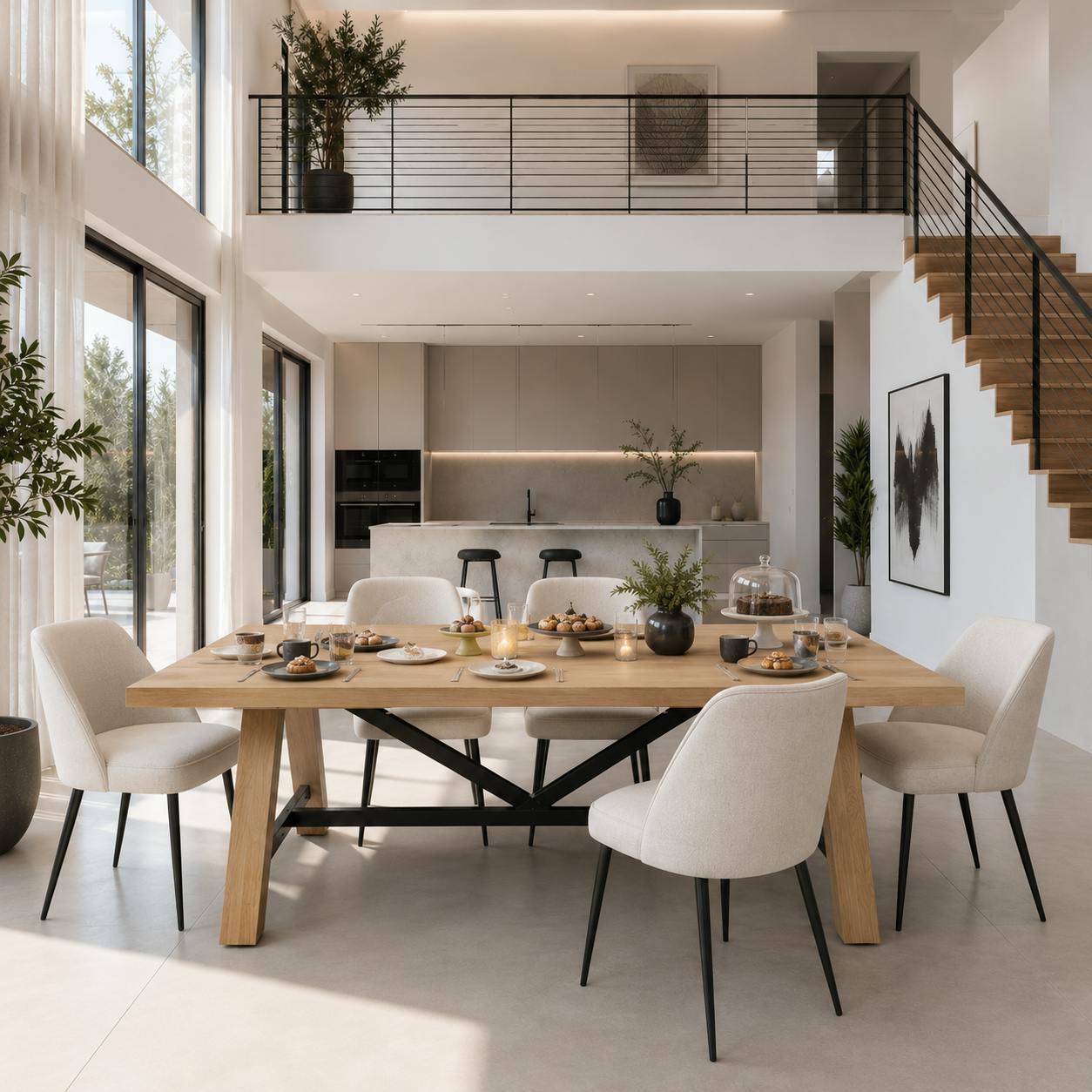 Table extensible chêne clair campagne chic 190-240 cm ALPINE