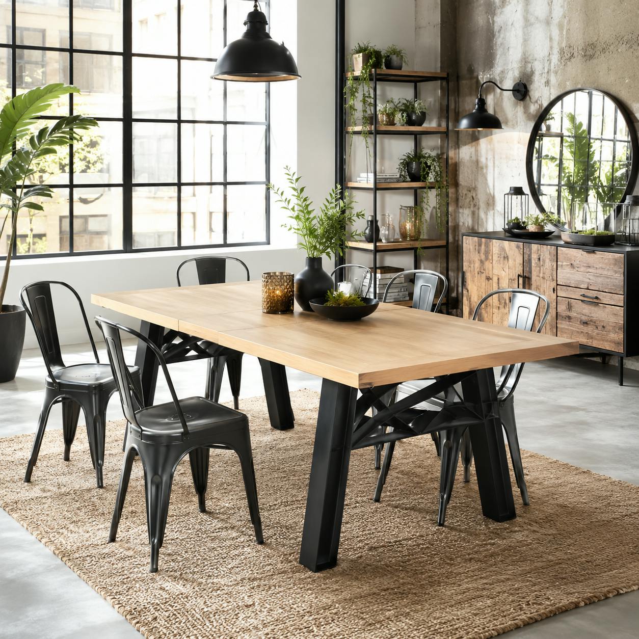 Table extensible chêne clair esprit atelier 190-240 cm ALPINE