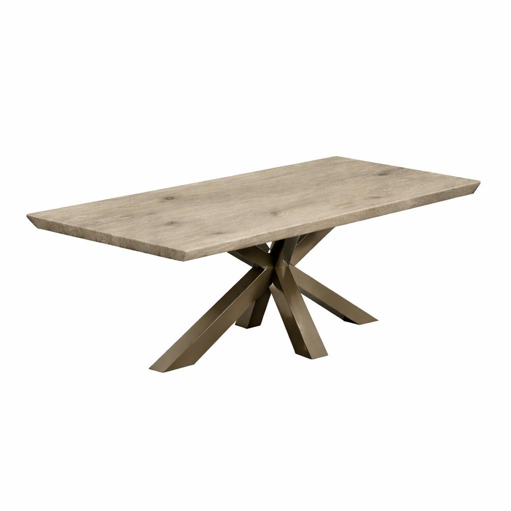 Table extensible chêne grisé bords biseautés pied grège 240 cm PALERME