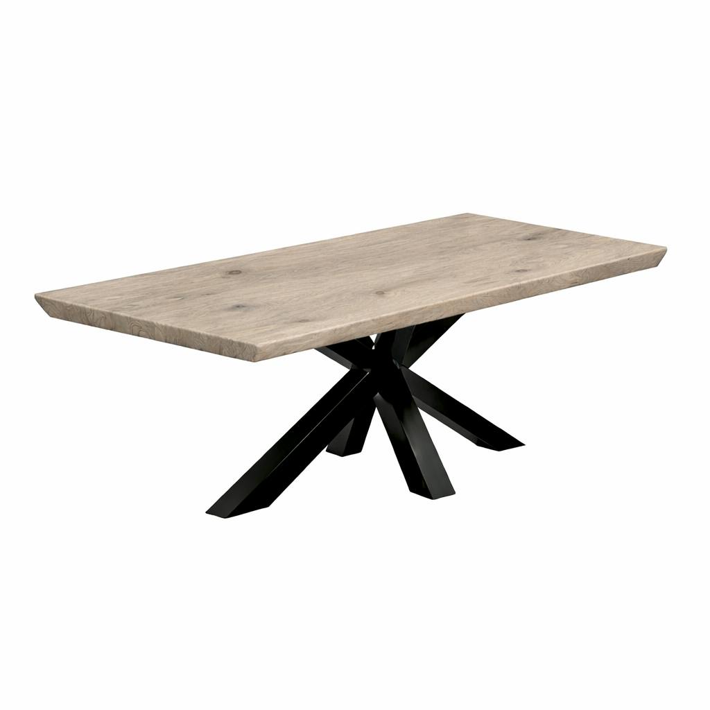 Table extensible chêne grisé bords biseautés pied noir 240 cm PALERME