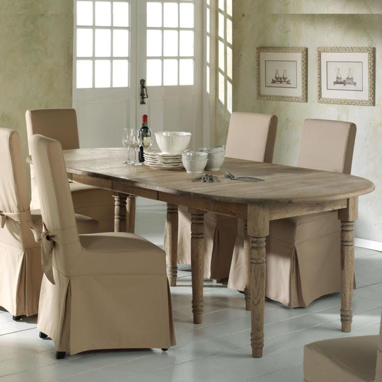 Table extensible Classique chic Chêne massif 110/270cm FONTAINEBLEAU