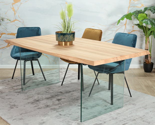 Table extensible design en bois de chêne blanc et verre 200 cm MESSINE