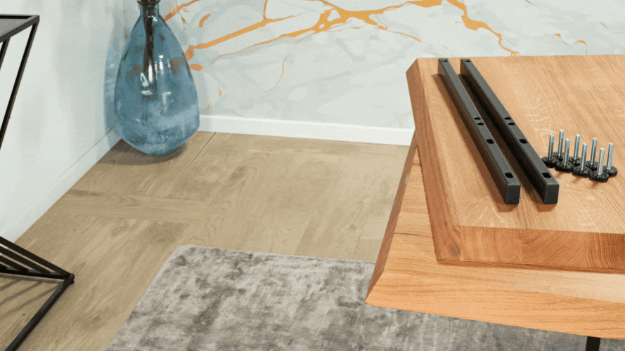 Table extensible design en bois de chêne huilé et verre 200 cm MESSINE