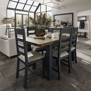  Table extensible en bois finition bleu profond 130-180 cm HOVE