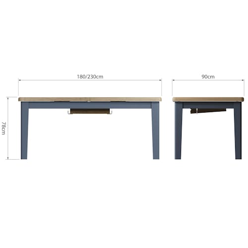 Table extensible en bois finition bleu profond 180-230 cm HOVE