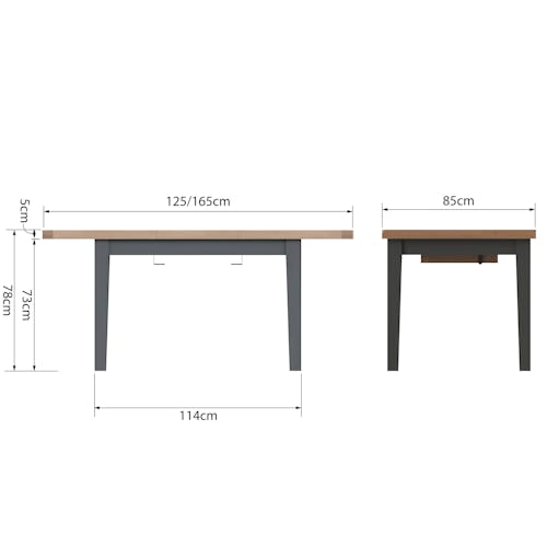 Table extensible en bois finition charbon 120-165 cm COVENTRY