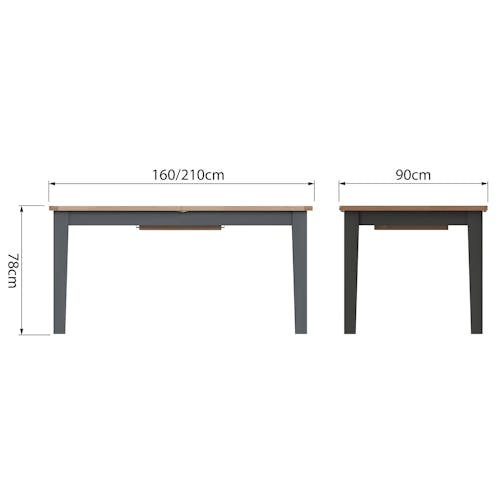 Table extensible en bois finition charbon 160-210 cm COVENTRY