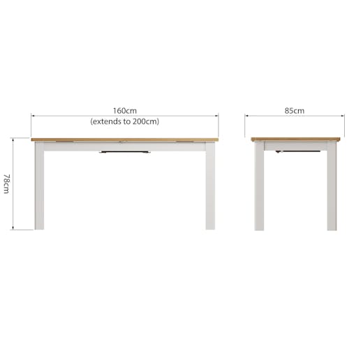 Table extensible en bois finition gris clair 160-200 cm BATH