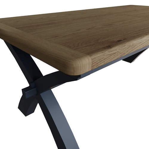 Table extensible en bois pieds croisés finition bleu profond 200-250 cm HOVE