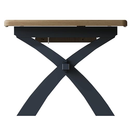 Table extensible en bois pieds croisés finition bleu profond 200-250 cm HOVE