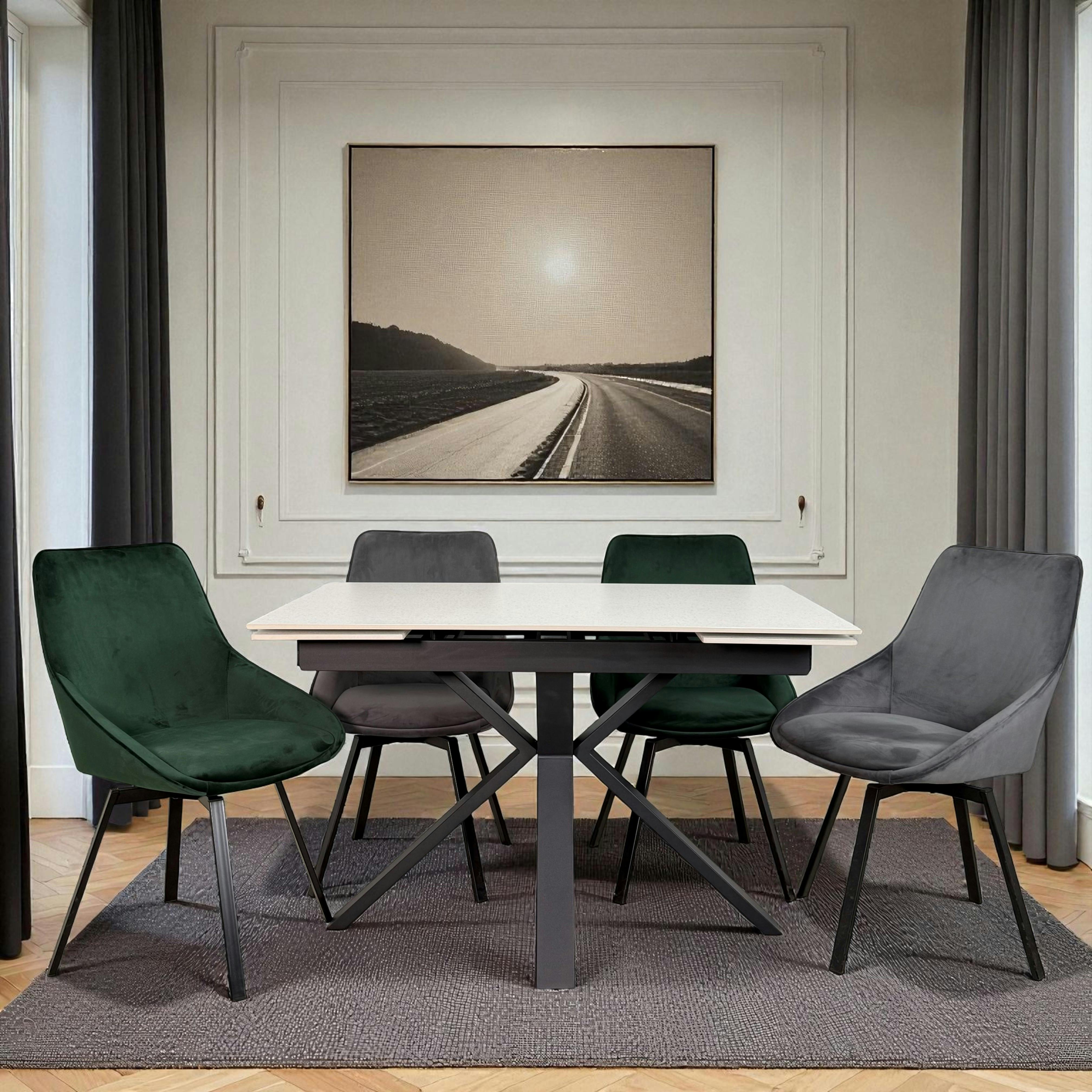 Table extensible en céramique effet terrazzo 120-180 cm VICO