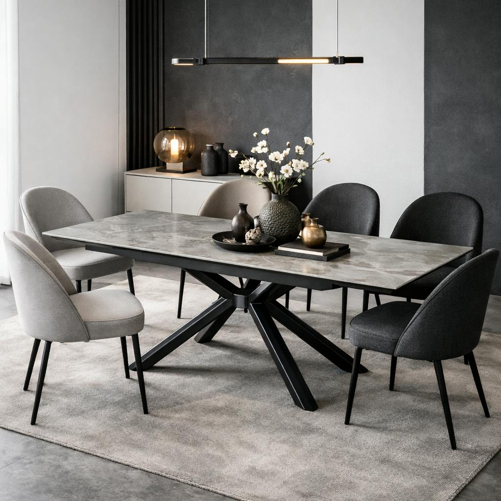 Table extensible en céramique marbrée grise 160-240 cm ORIS