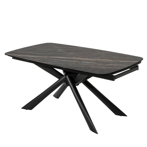 Table extensible en céramique noire marbrée oblongue 180-280 cm LOMBARDIE