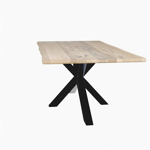 Table extensible en chêne blanc avec bords naturels 90x180 cm ETNA