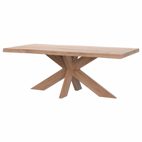 Table extensible en chêne blanc avec pied central et bords naturels 200 cm PALERME