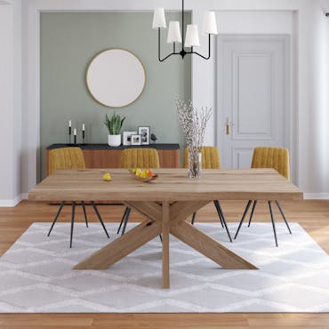  Table extensible en chêne blanc avec pied central et bords naturels 240 cm PALERME