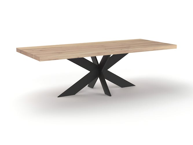 Table extensible en chêne blanc avec pied central noir et bords droits 240 cm PALERME