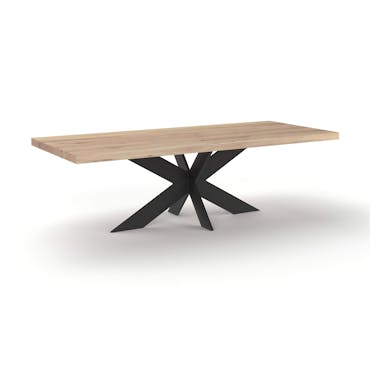  Table extensible en chêne blanc avec pied central noir et bords droits 240 cm PALERME