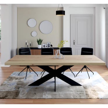  Table extensible en chêne blanc avec pied central noir et bords droits 240 cm PALERME