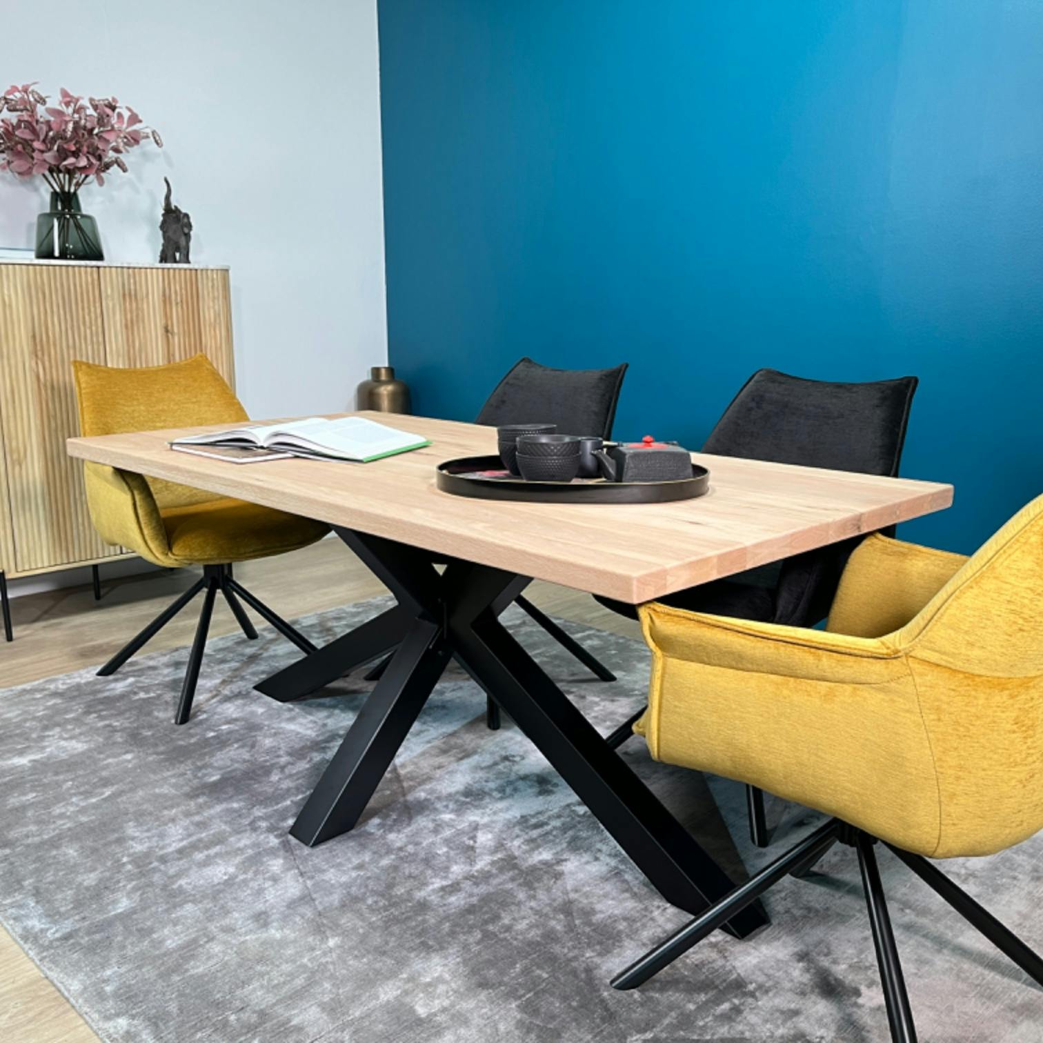 Table extensible en chêne blanc bords droits 180 cm ETNA