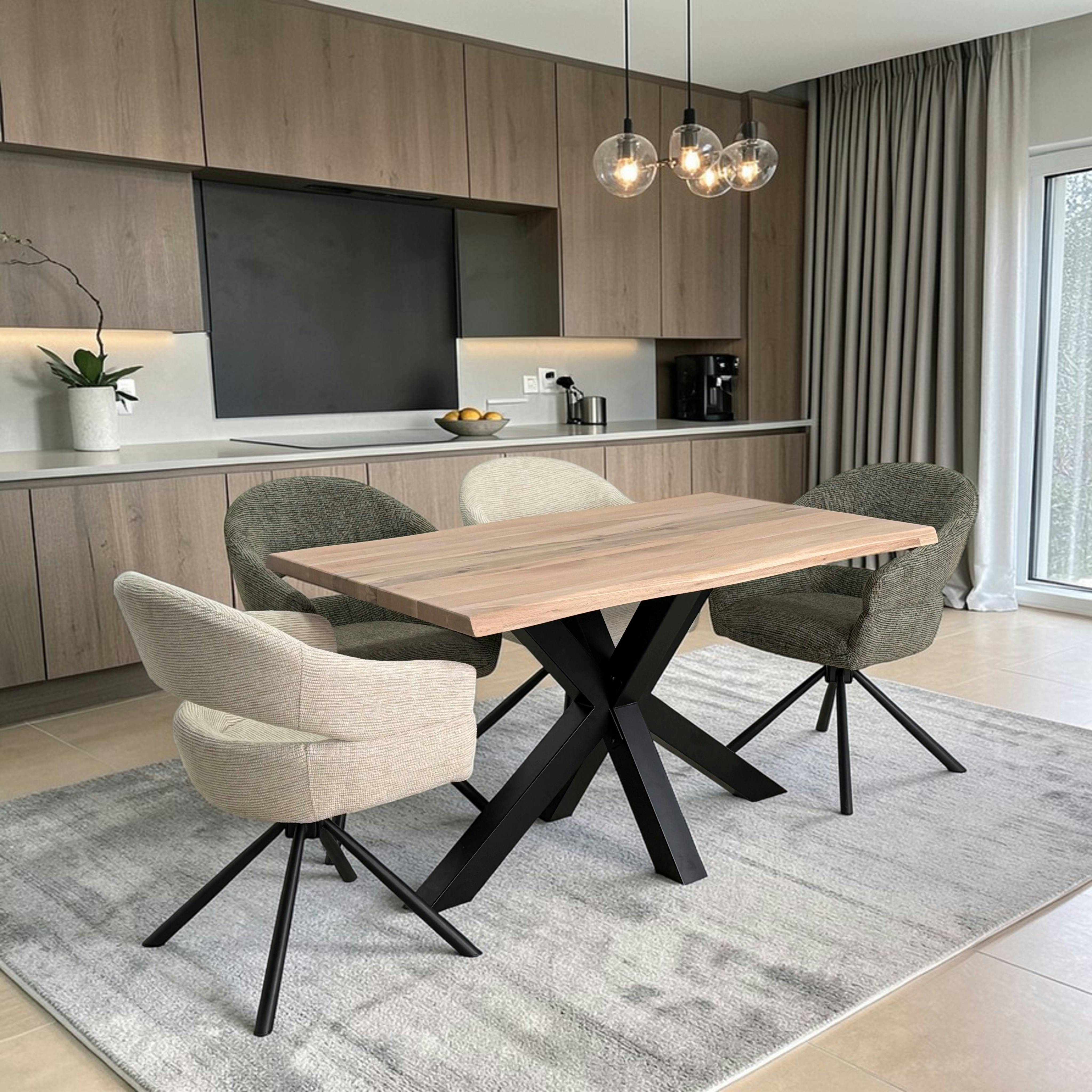 Table extensible en chêne blanc bords naturels 140 cm ETNA