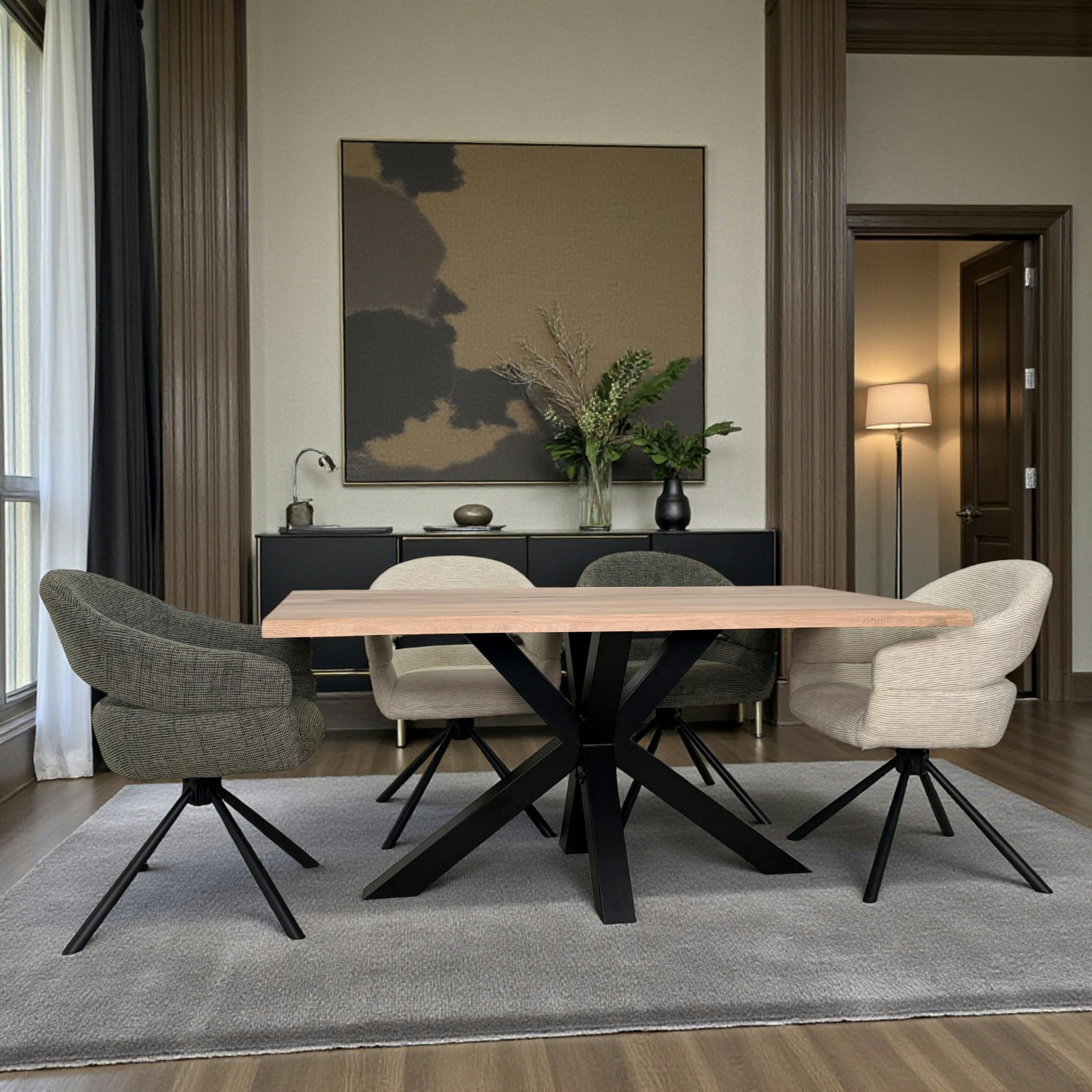 Table extensible en chêne blanc bords naturels 160 cm ETNA