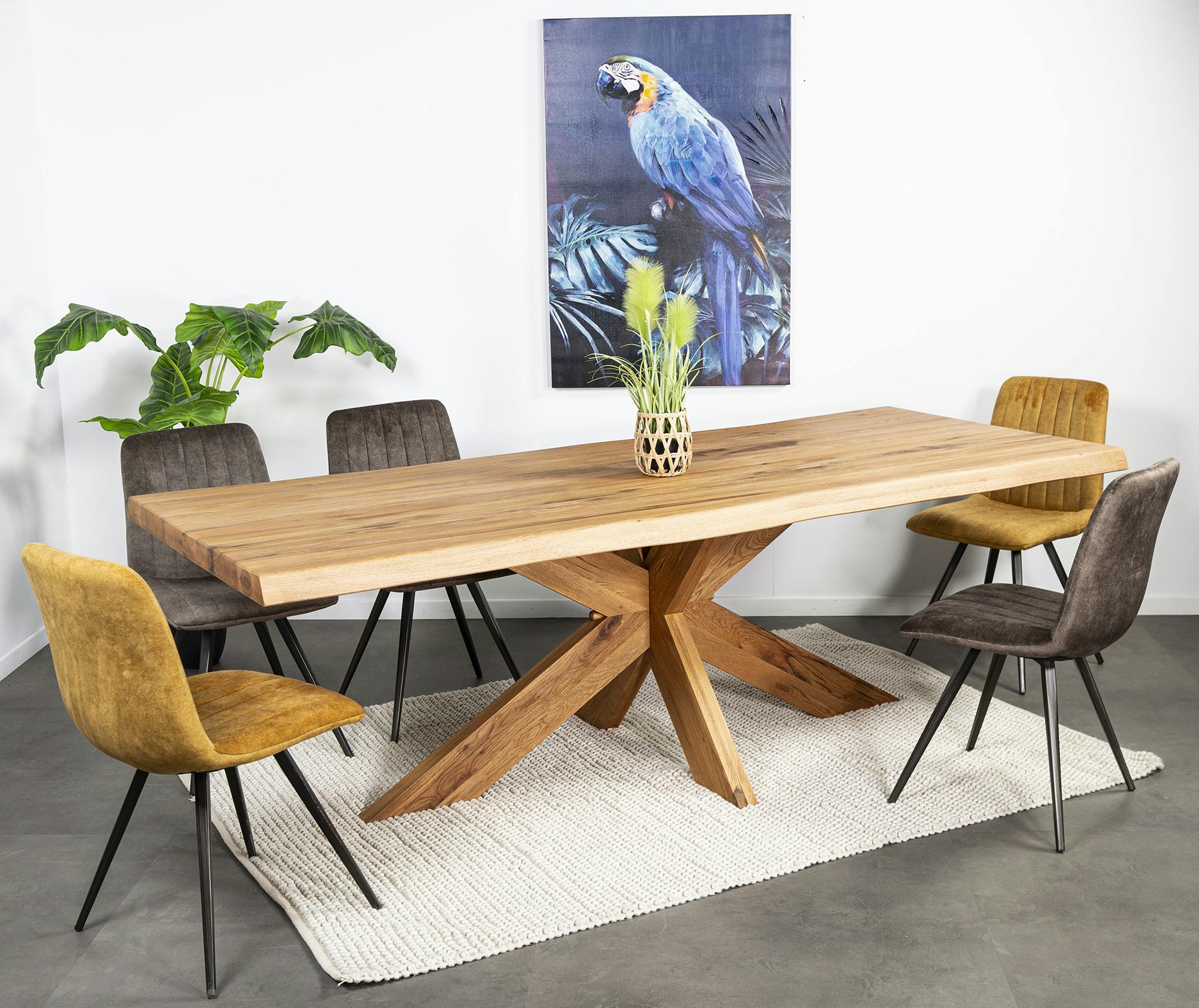 Table extensible en chêne huilé avec pied central et bords naturels 240 ...