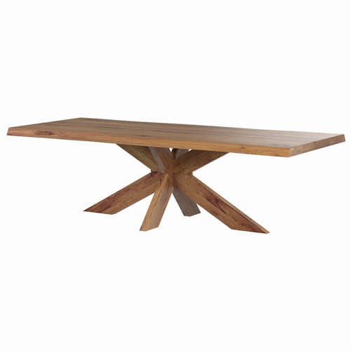 Table extensible en chêne huilé avec pied central et bords naturels 240 cm PALERME