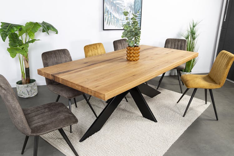 Table extensible en chêne huilé avec pied central noir et bords droits 200  cm palerme Couleur bois naturel Pier Import