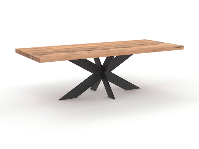 Table extensible en chêne blanc avec pied central noir et bords droits 240  cm PALERME, Tables à manger