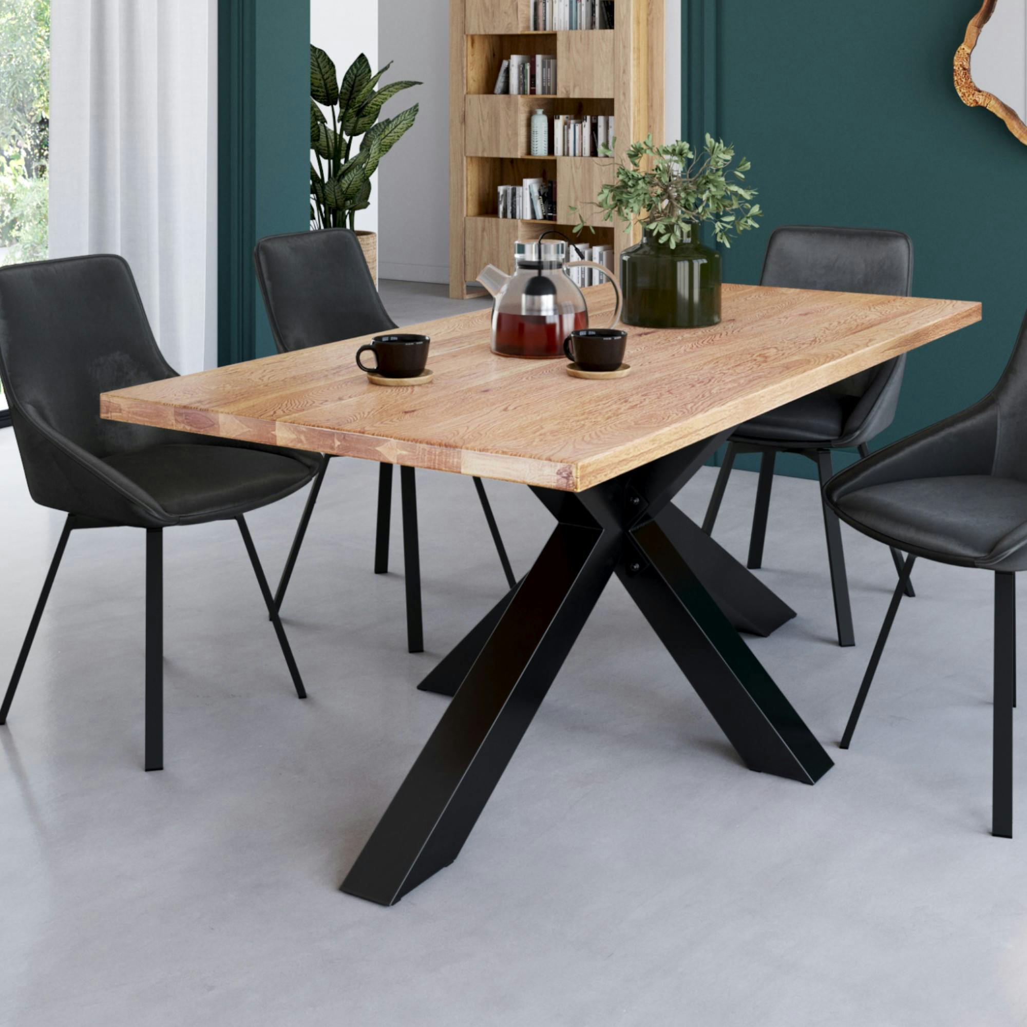 Table extensible en chêne huilé bords droits 180 cm ETNA