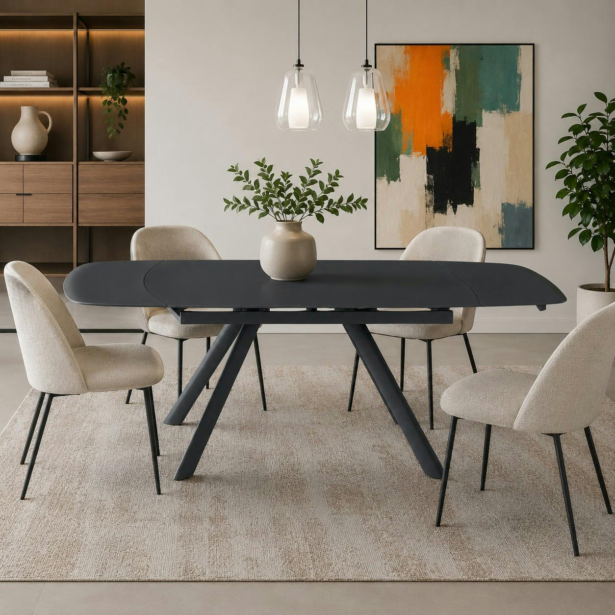 Table extensible en verre gris sombre 140-210 cm ALBA
