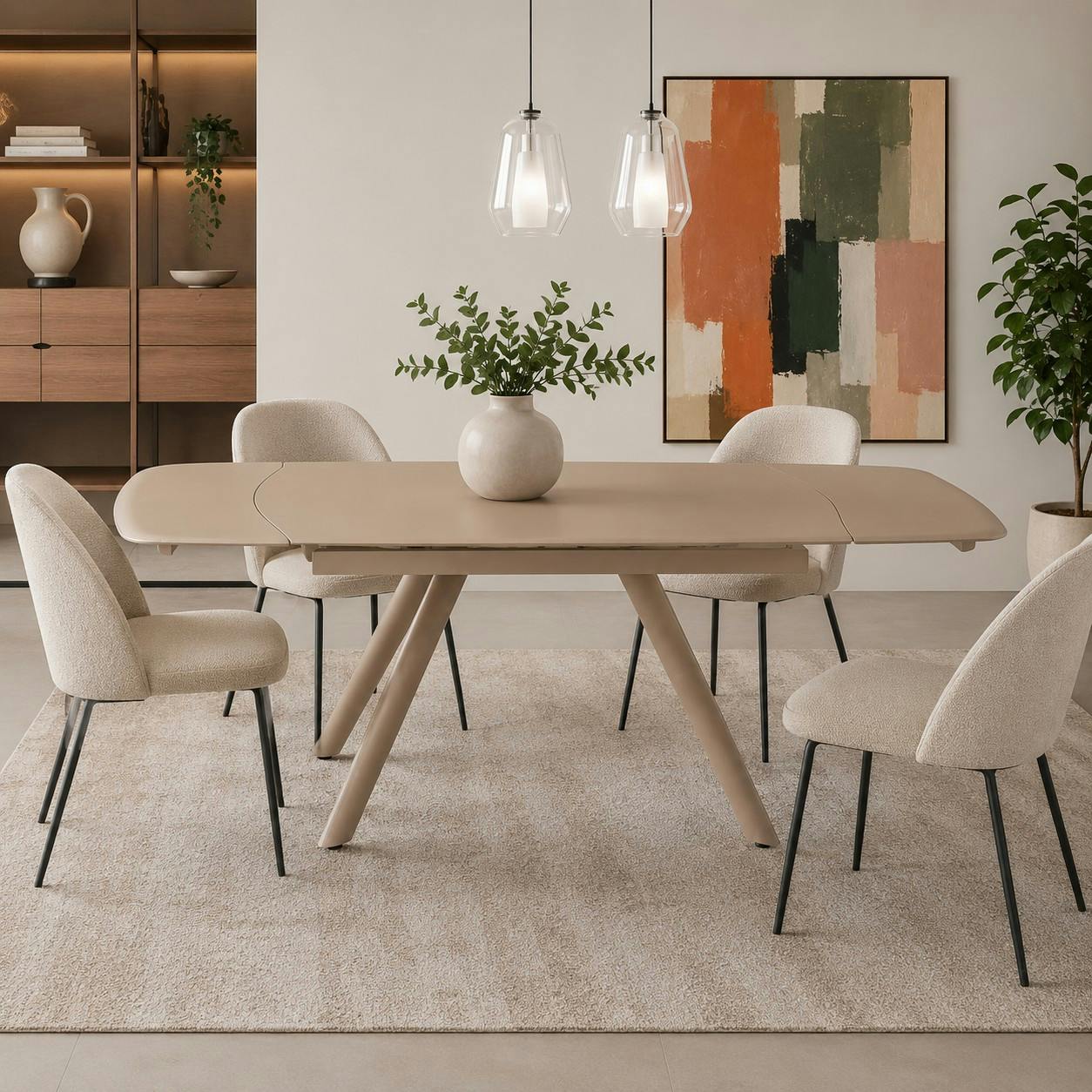 Table extensible en verre marron clair 140-210 cm ALBA