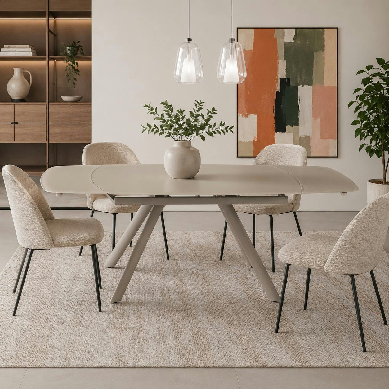 Table extensible en verre taupe 140-210 cm ALBA