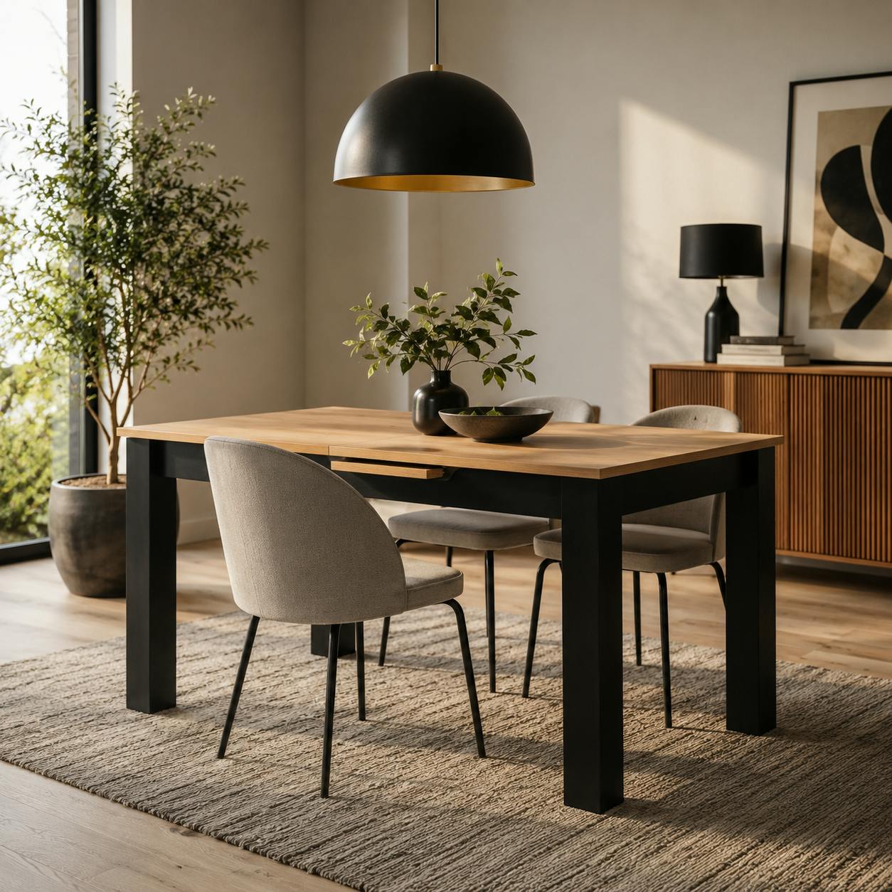 Table extensible moderne style loft 125-165 cm ALVA