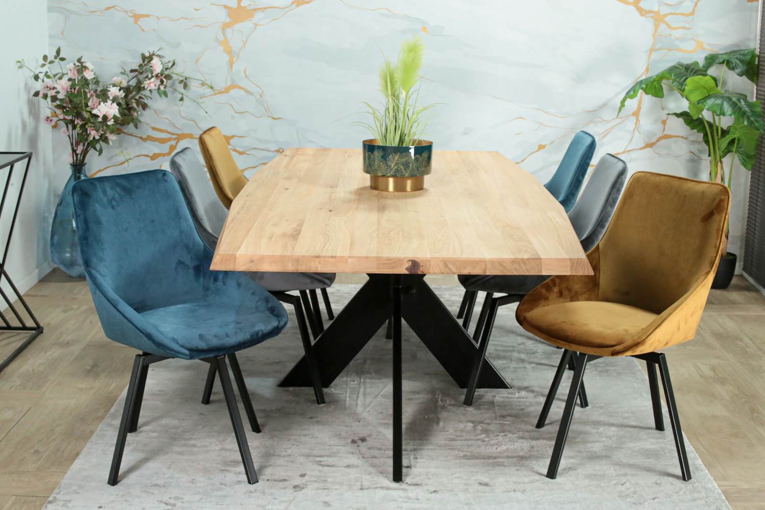 Table extensible pied central en chêne blanc 240 cm MESSINE | Tables à