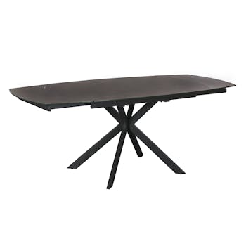 Table extensible verre gris foncé pied mikado 140-200 cm OTTAWA