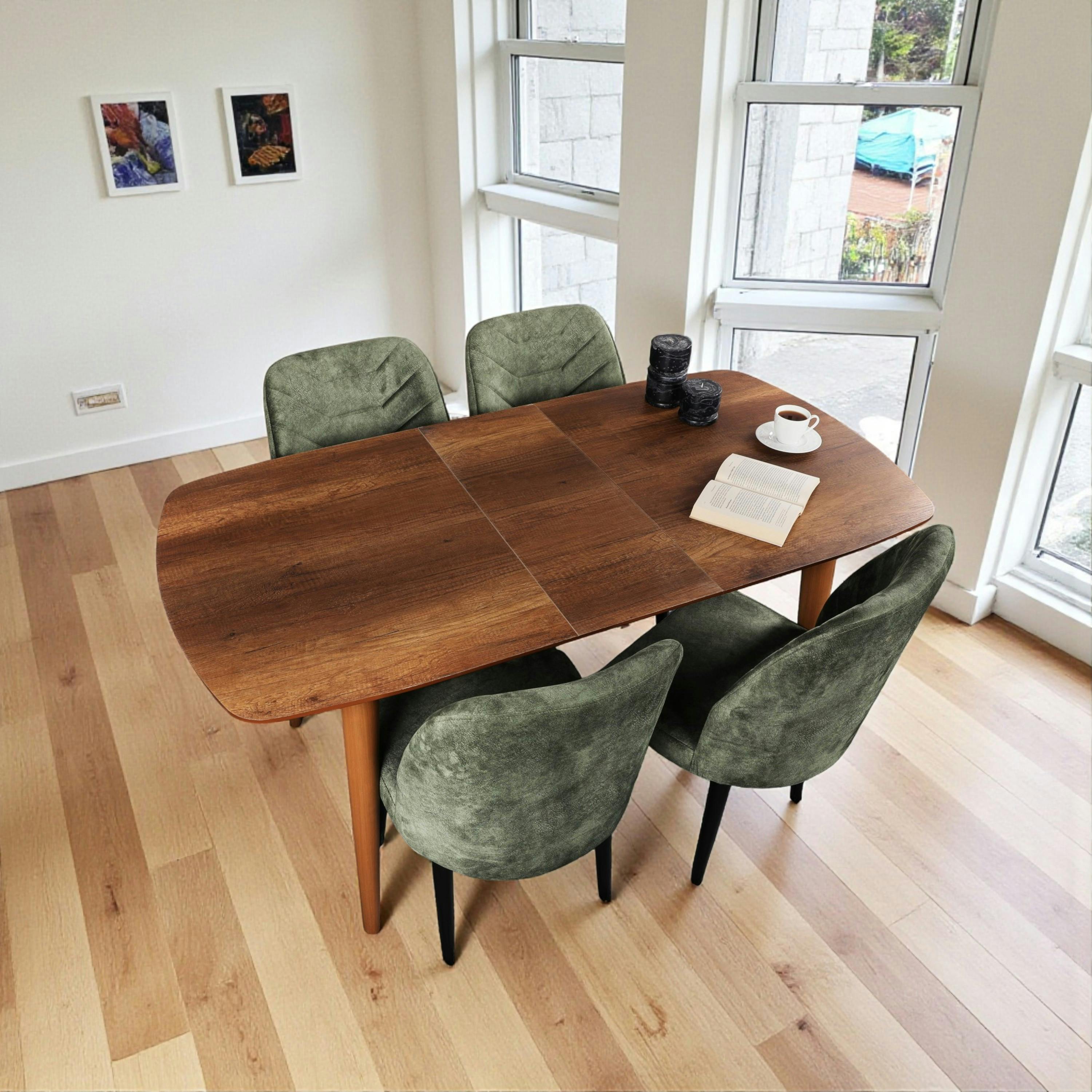 Table extensible vintage effet noyer 130-160 cm UMEA