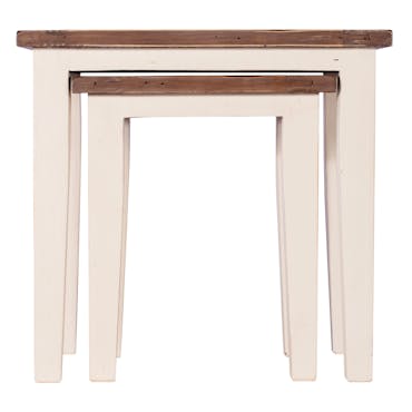 Table gigogne blanche bois recyclé BRISTOL