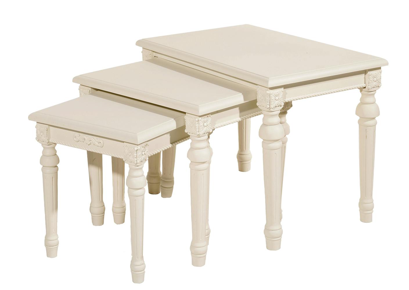 Table gigogne blanche romantique bois LISE (lot de 3)