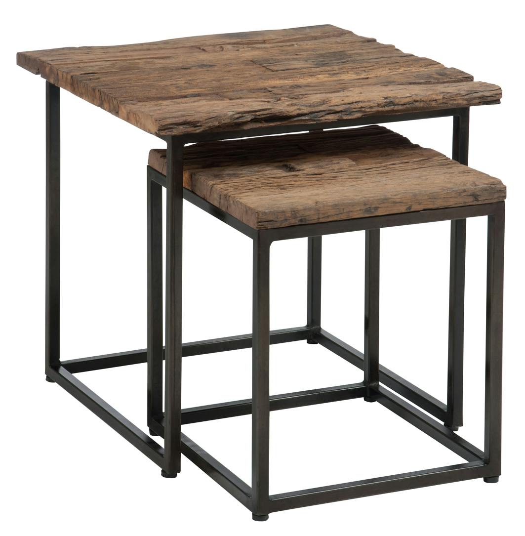 Table gigogne bois brut métal FOREST (lot de 2)