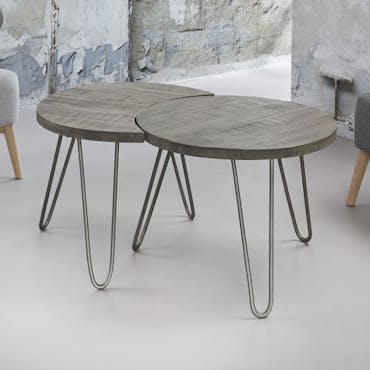  Tables basses gigognes en bois gris pieds metal de style contemporain
