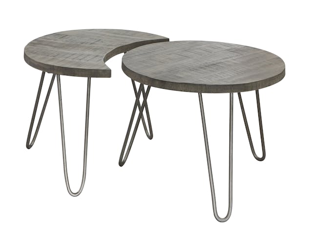 Tables basses gigognes en bois gris pieds metal de style contemporain